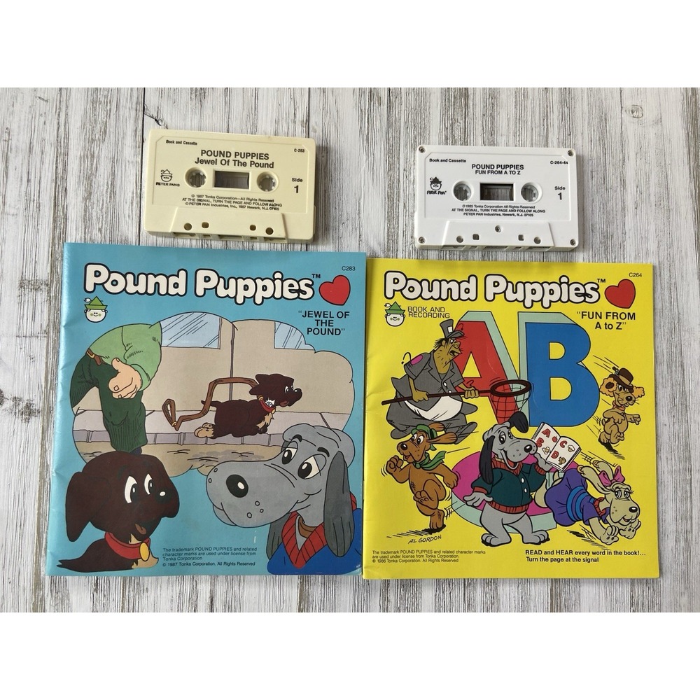 2 Vtg Pound Puppies Jewel Of The Pound Book &Cassette Tape Read Along
